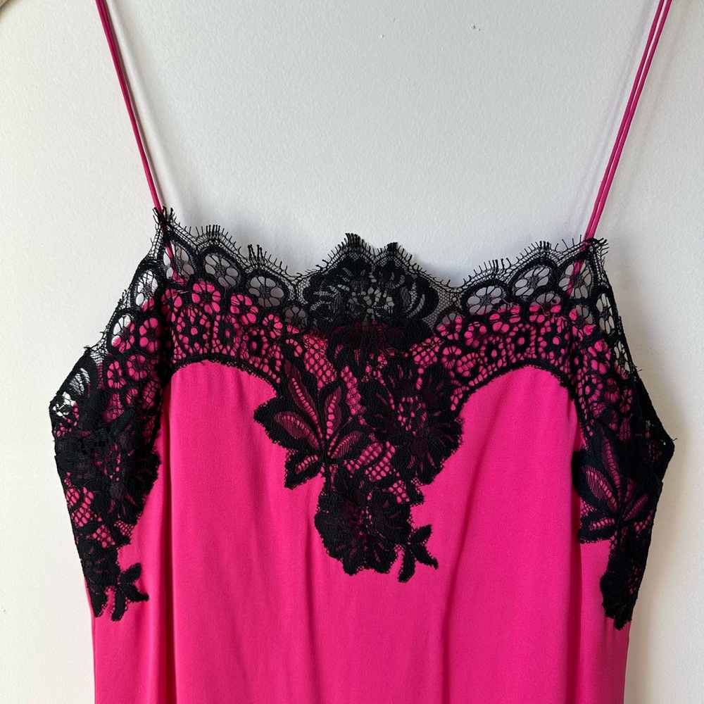 Alice + Olivia pink slip dress. Do not recommend for larger chest sizes.